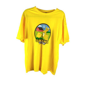 Cluck Hop And Shop Men's T Shirt Yellow Size X L Rural King Chicken Rabbit